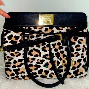 Michael Kors Astrid Leather & Leopard Tote